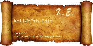 Kolláth Edit névjegykártya